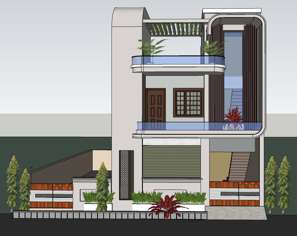 2D CAD front elevation drawing with dimensions and levels