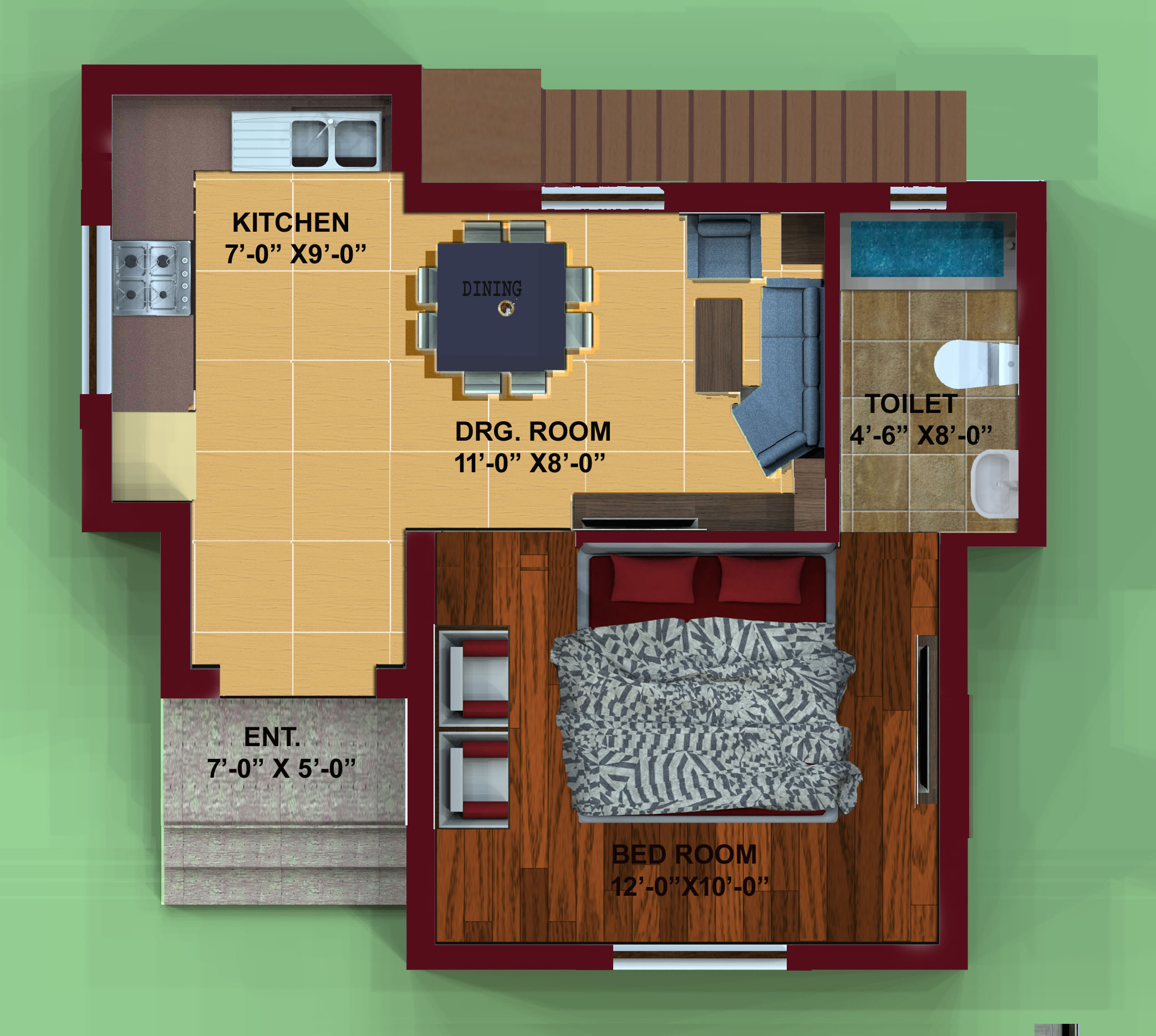 2D architectural floor plan drawing with dimensions and room labels